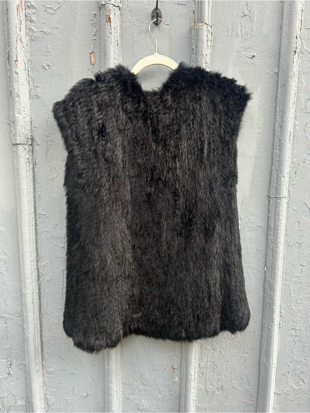 Black Rabbit Fur Vest, One Size - Picture 2 of 6